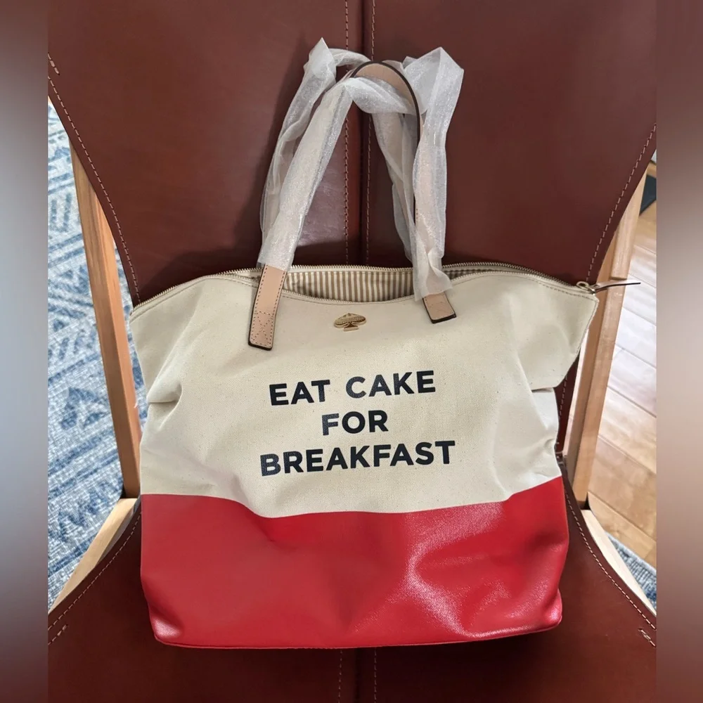 Kate Spade Call to Action Eat Cake for Breakfast tote bag